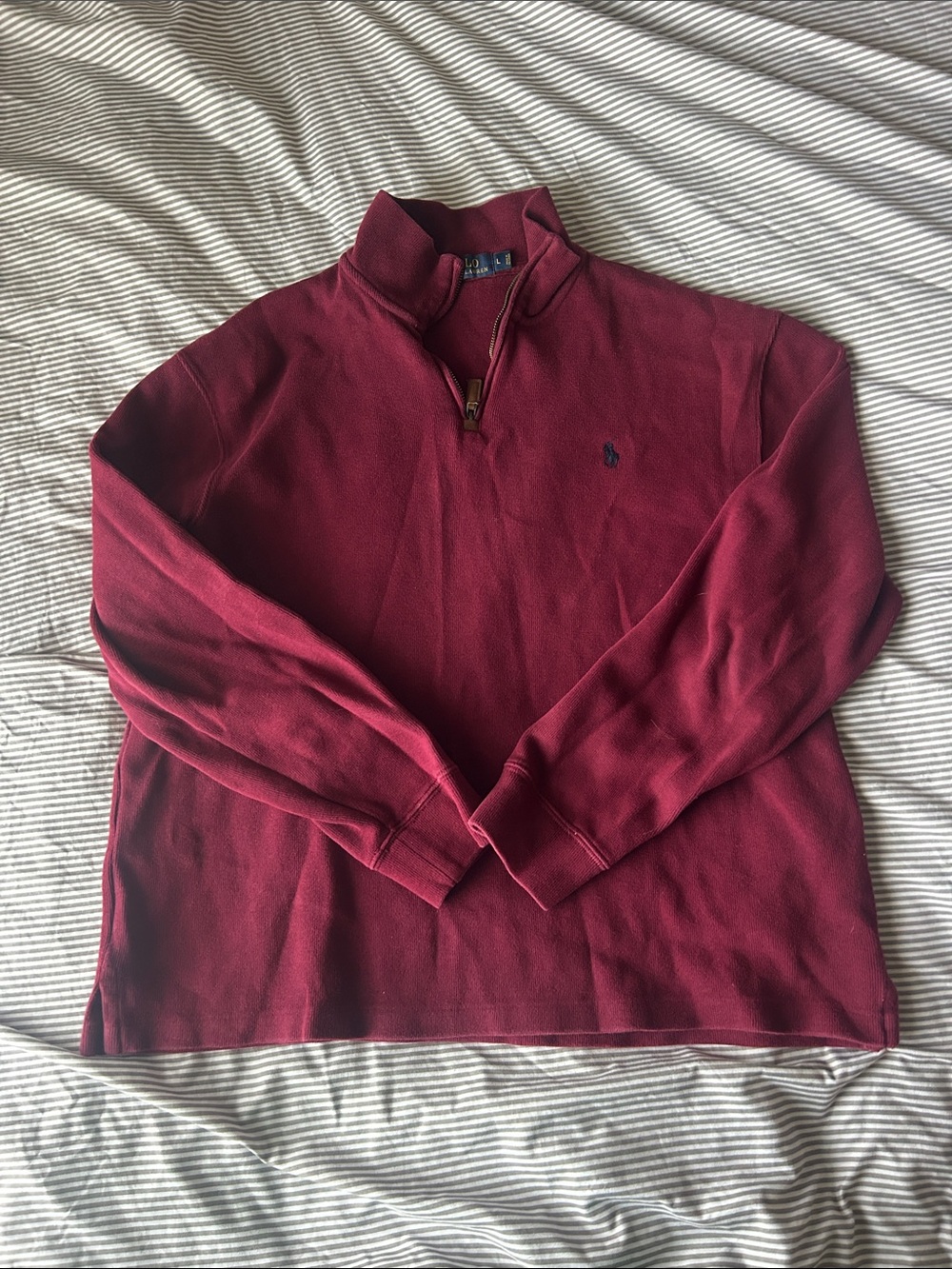 Polo by Ralph Lauren Men's Wine Red Quarter-Zip Sweater